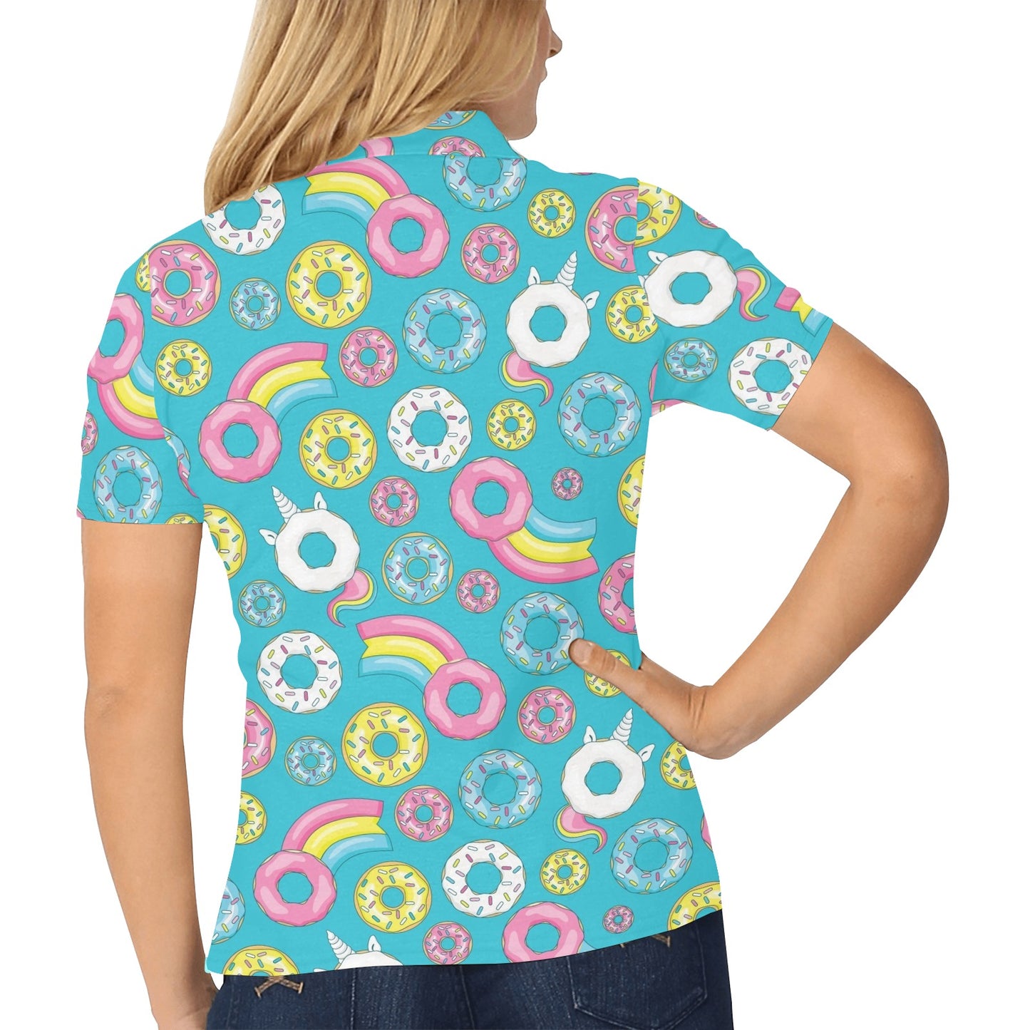 Donut Pattern Print Design DN013 Women's Polo Shirt