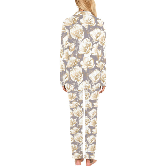 Anemone Pattern Print Design AM05 Women's Long Pajama Set