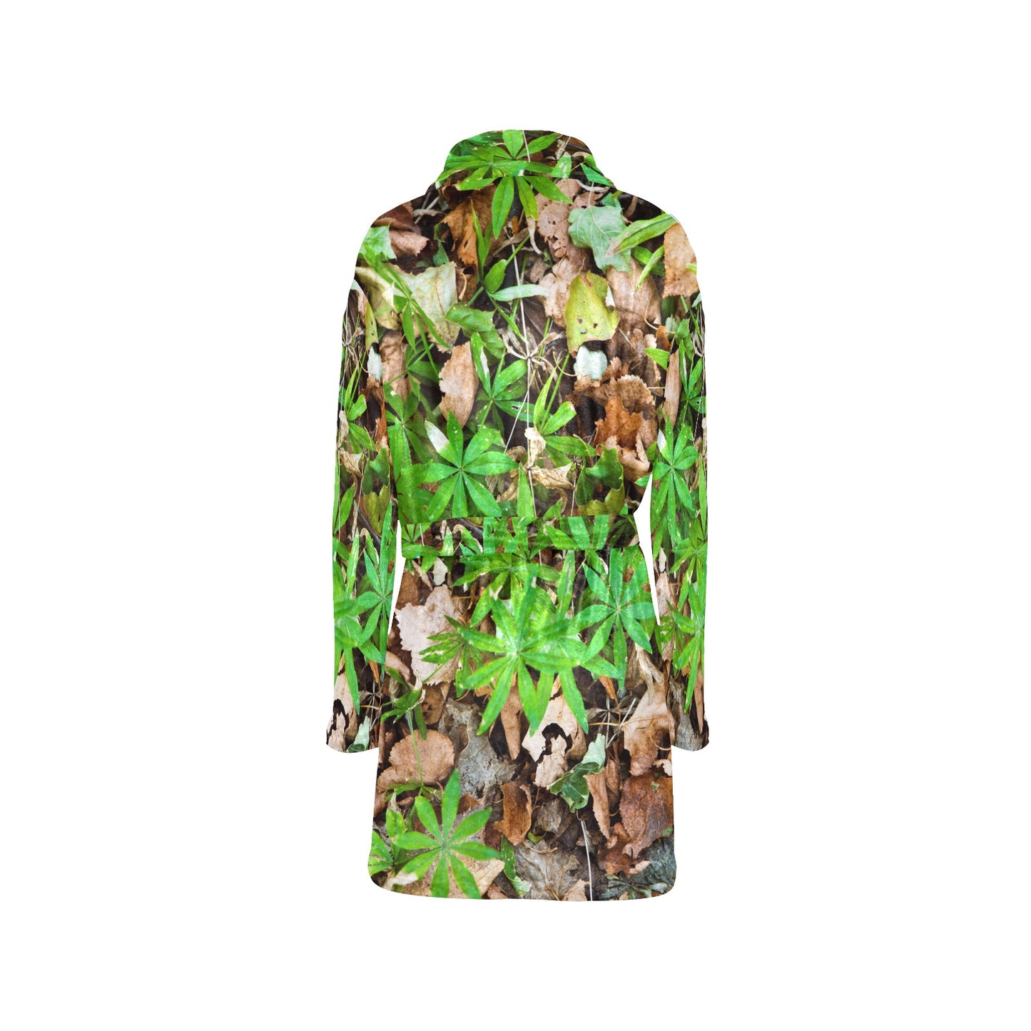 Camouflage Realistic Tree Fresh Print Women's Fleece Robe