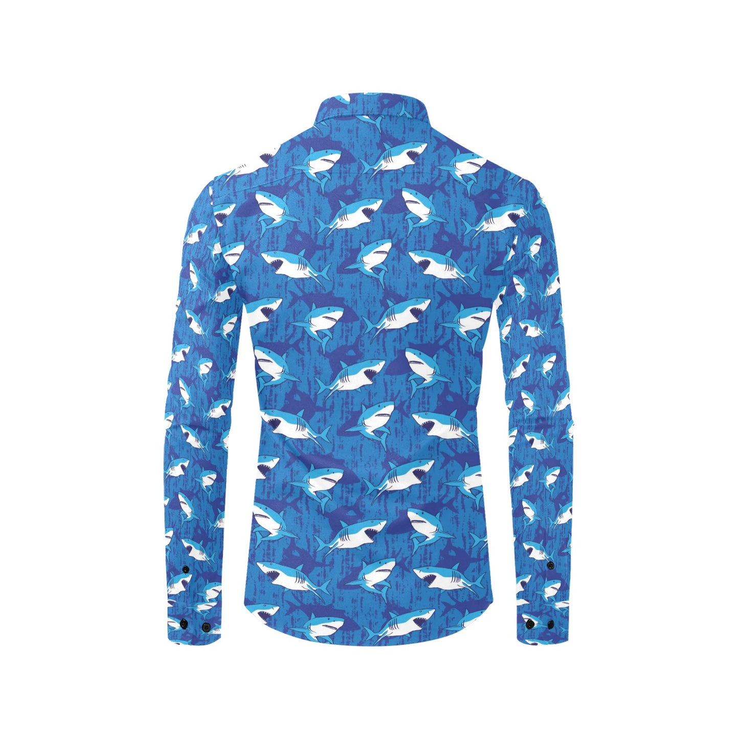 Shark Print Design LKS308 Men's Long Sleeve Dress Shirt