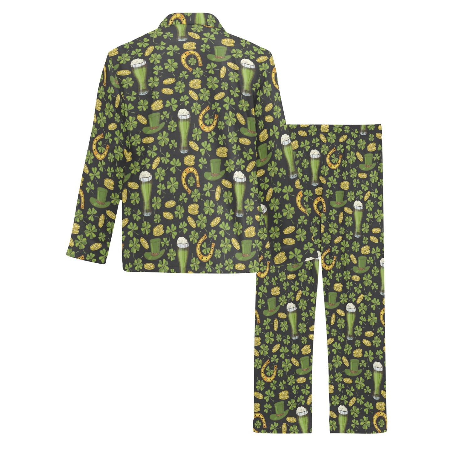 Clover St Patricks Pattern Print Design 03 Men's Long Pajama Set