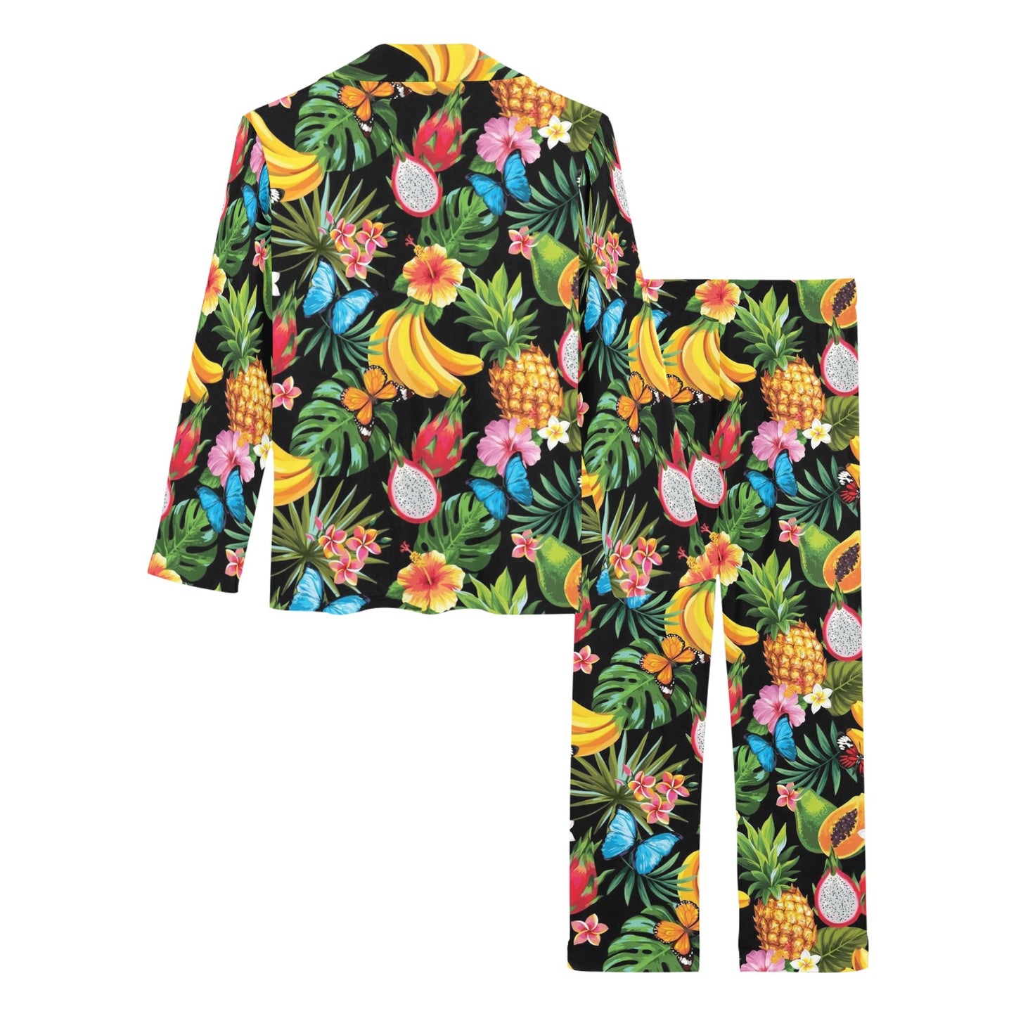 Tropical Fruits Pattern Print Design TF04 Women's Long Pajama Set