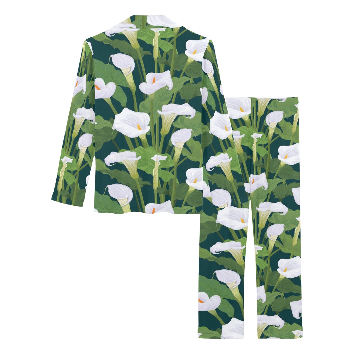 Lily Pattern Print Design 04 Women's Long Pajama Set