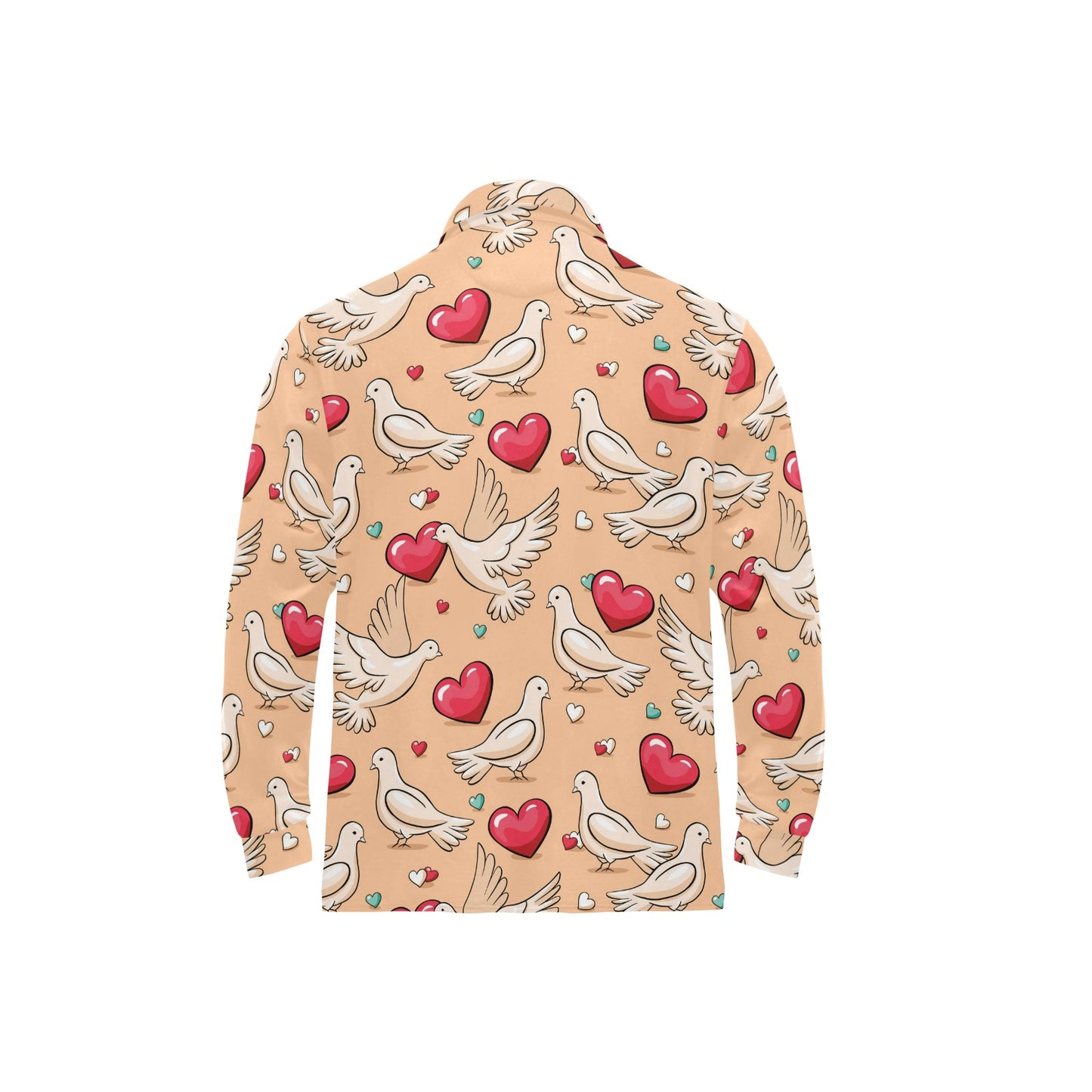 Pigeon Heart Pattern Print Design 04 Long Sleeve Polo Shirt For Men's
