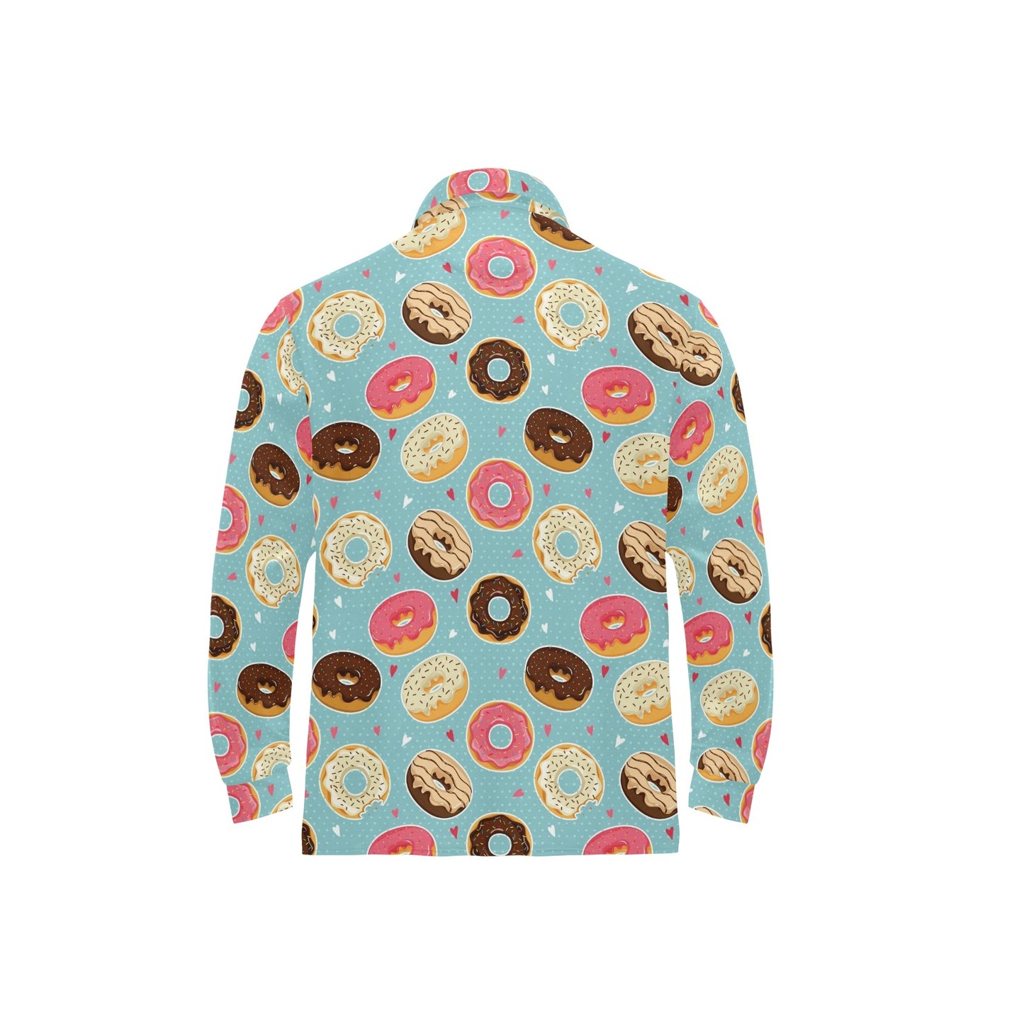 Donut Pattern Print Design DN04 Long Sleeve Polo Shirt For Men's