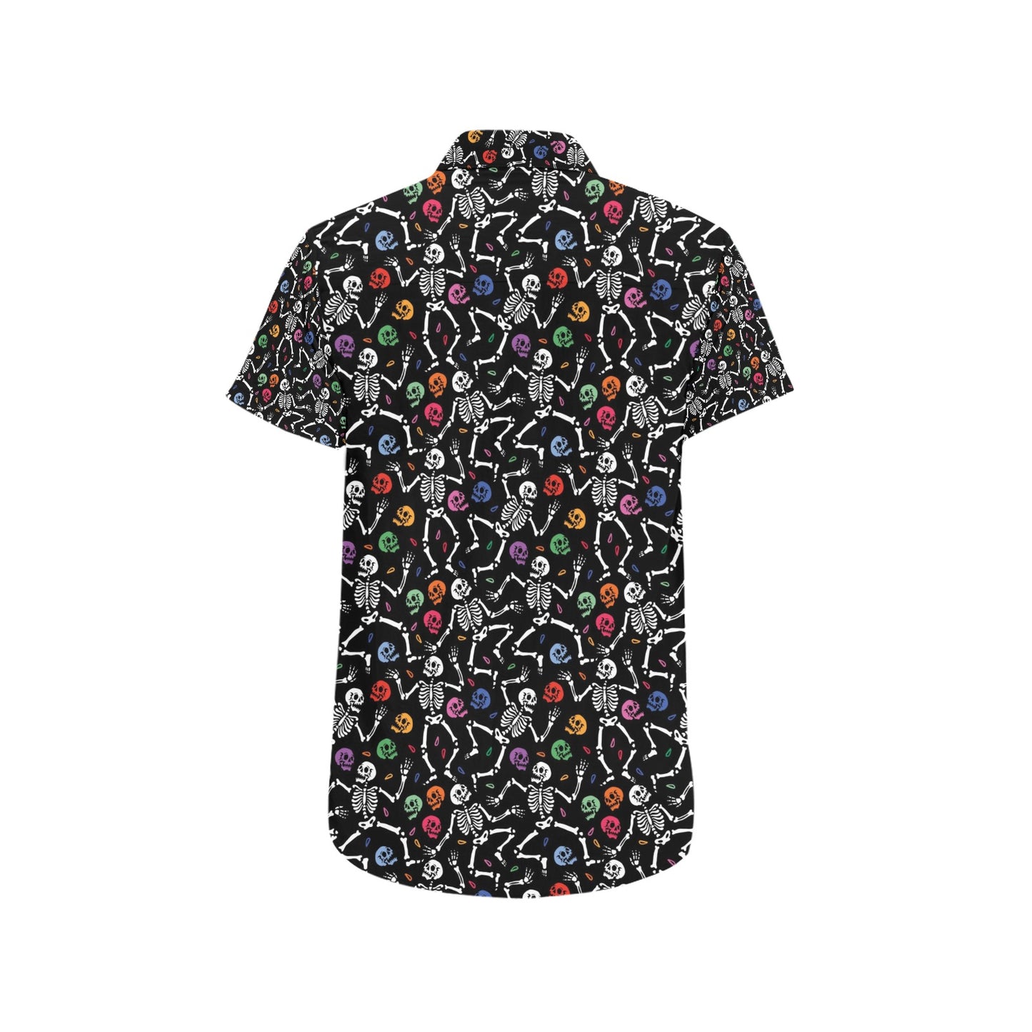 Skeleton Print Design LKS307 Men Short Sleeve Button Up Shirt