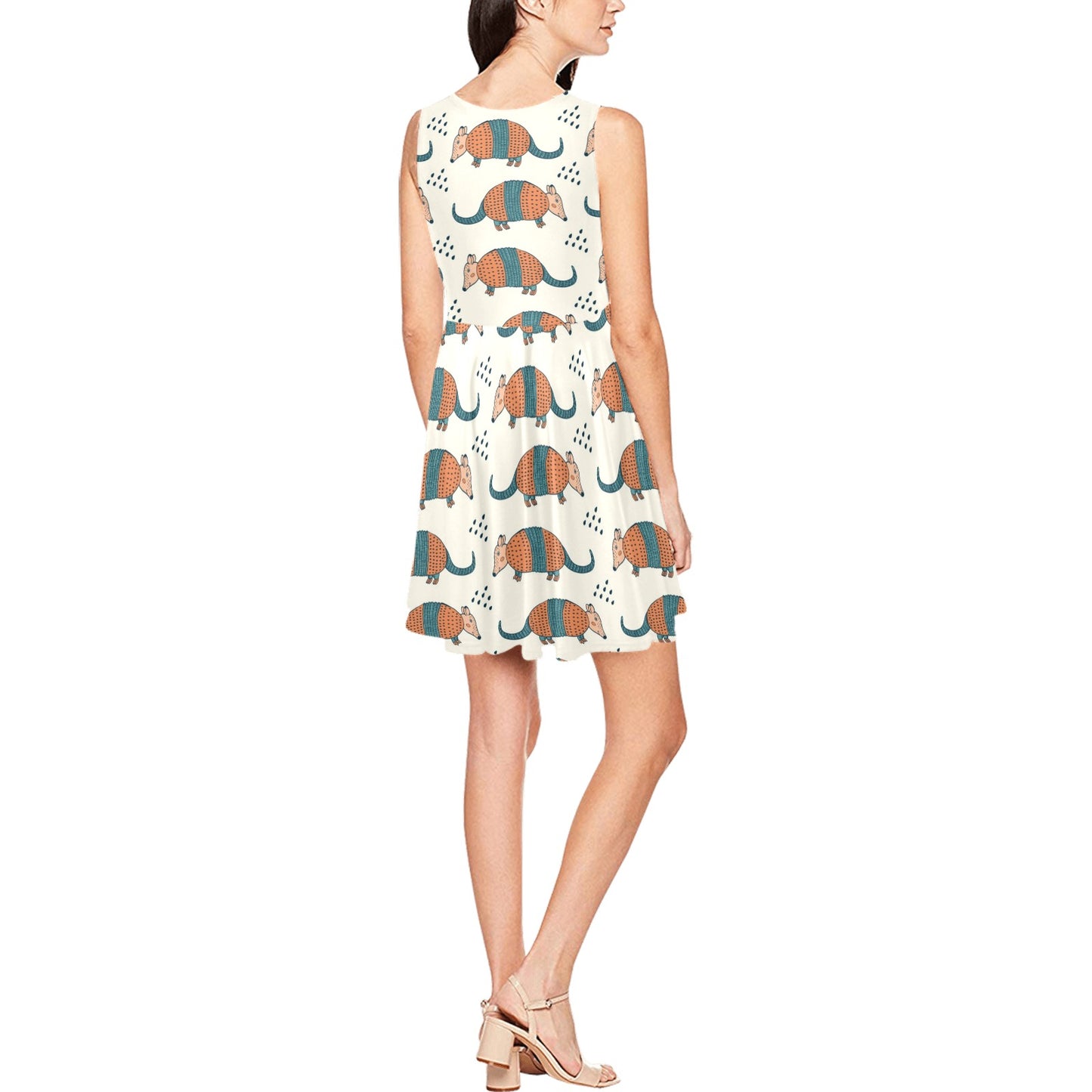 Armadillo Pattern Print Design 01 Sleeveless Dress
