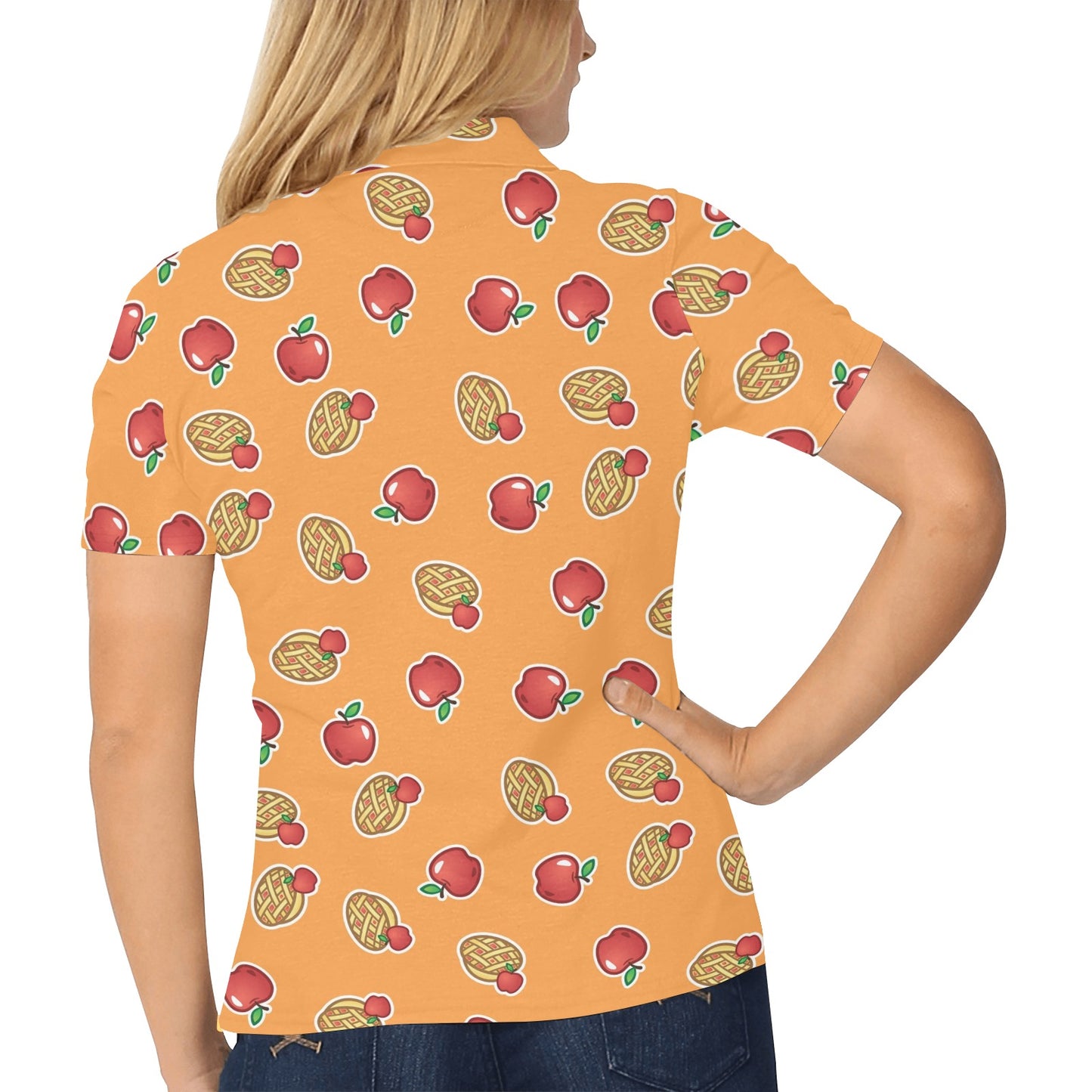 Apple Pie Pattern Print Design 02 Women's Polo Shirt