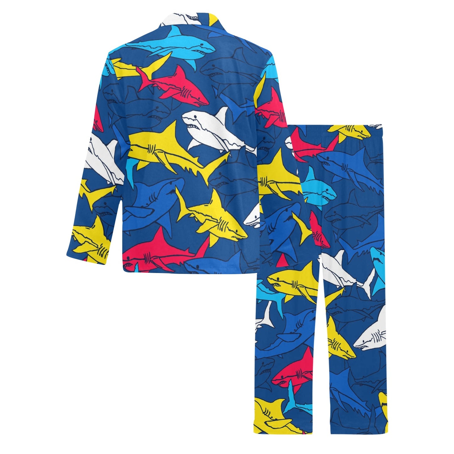 Shark Color Pattern Men's Long Pajama Set