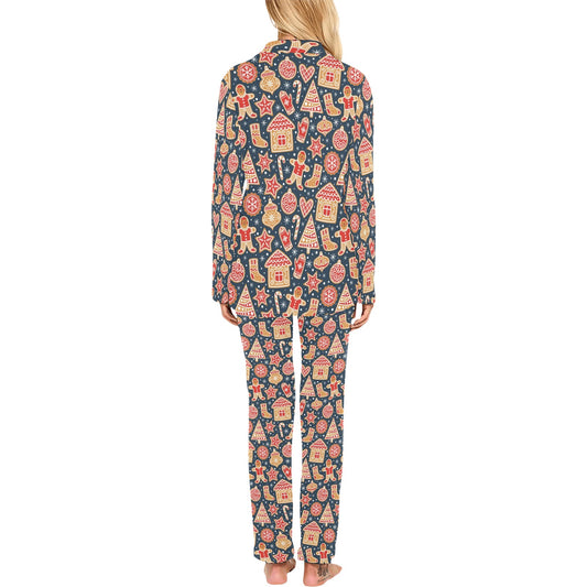 Gingerbread Pattern Print Design 03 Women's Long Pajama Set