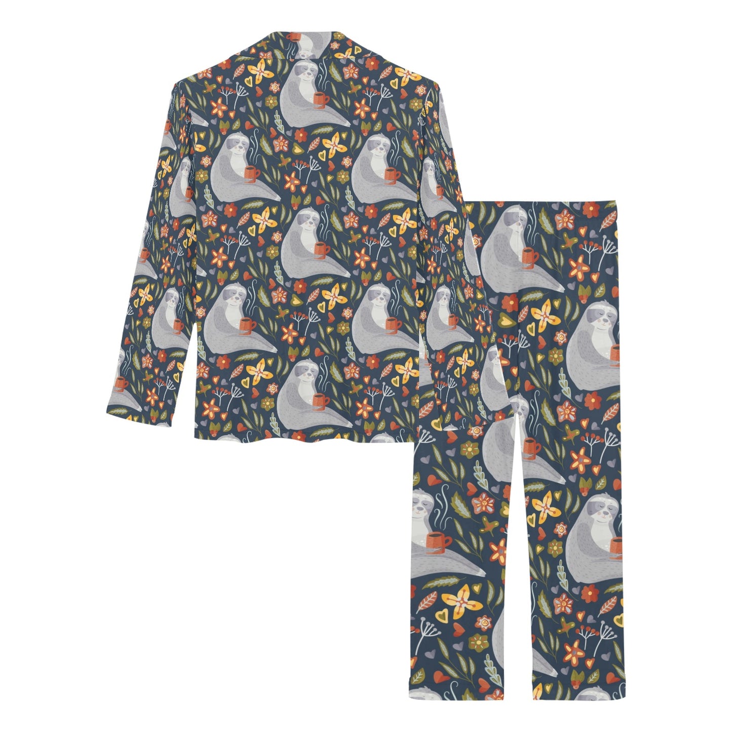 Sloth Print Design LKS303 Women's Long Pajama Set