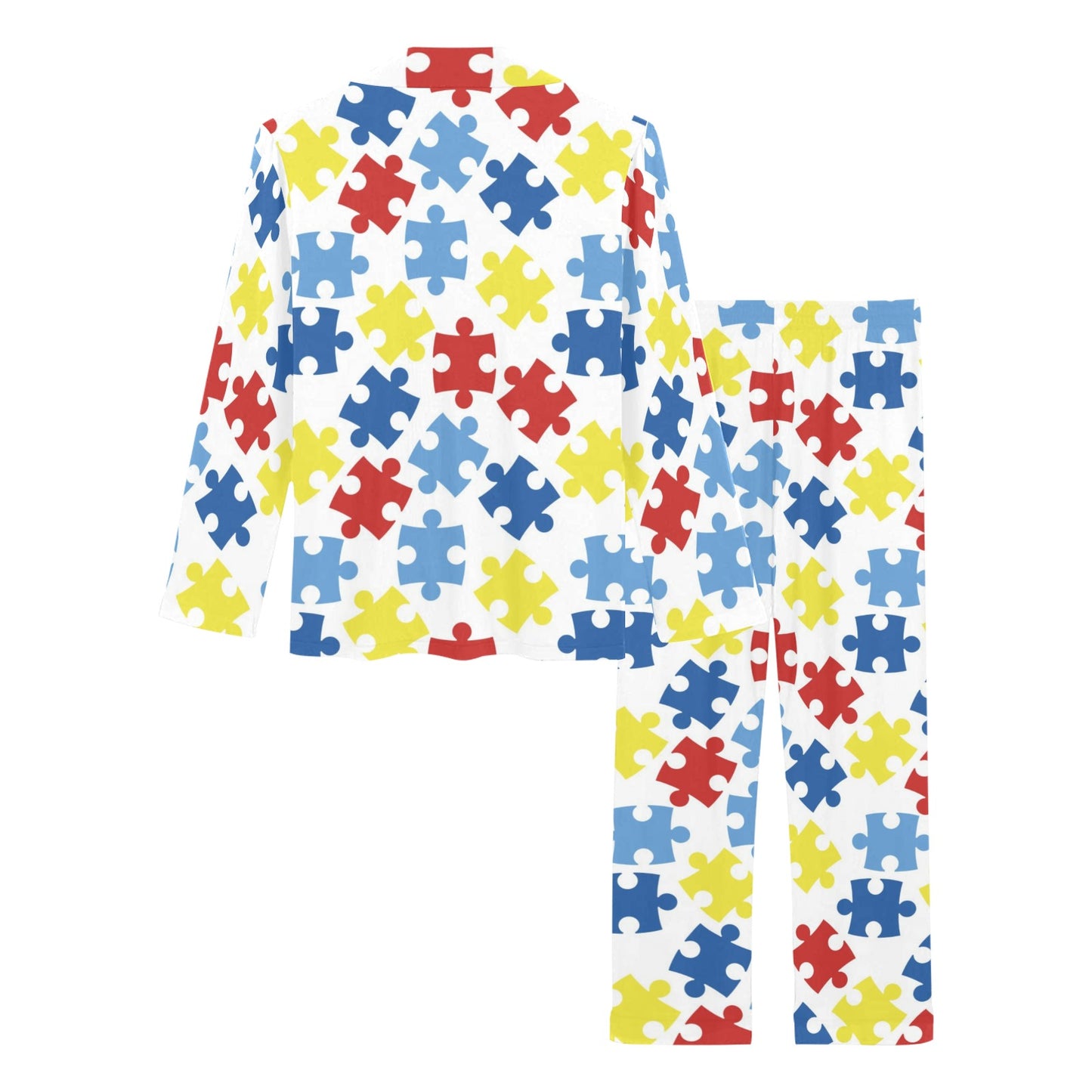 Autism Awareness Pattern Print Design 04 Women's Long Pajama Set