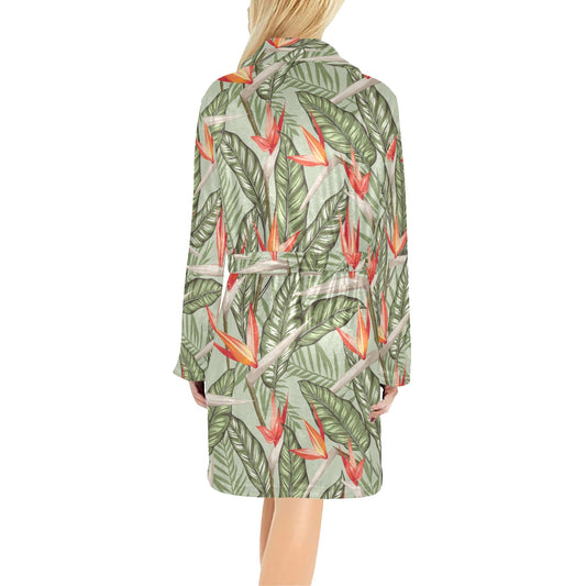 Bird Of Paradise Pattern Print Design BOP08 Women's Fleece Robe
