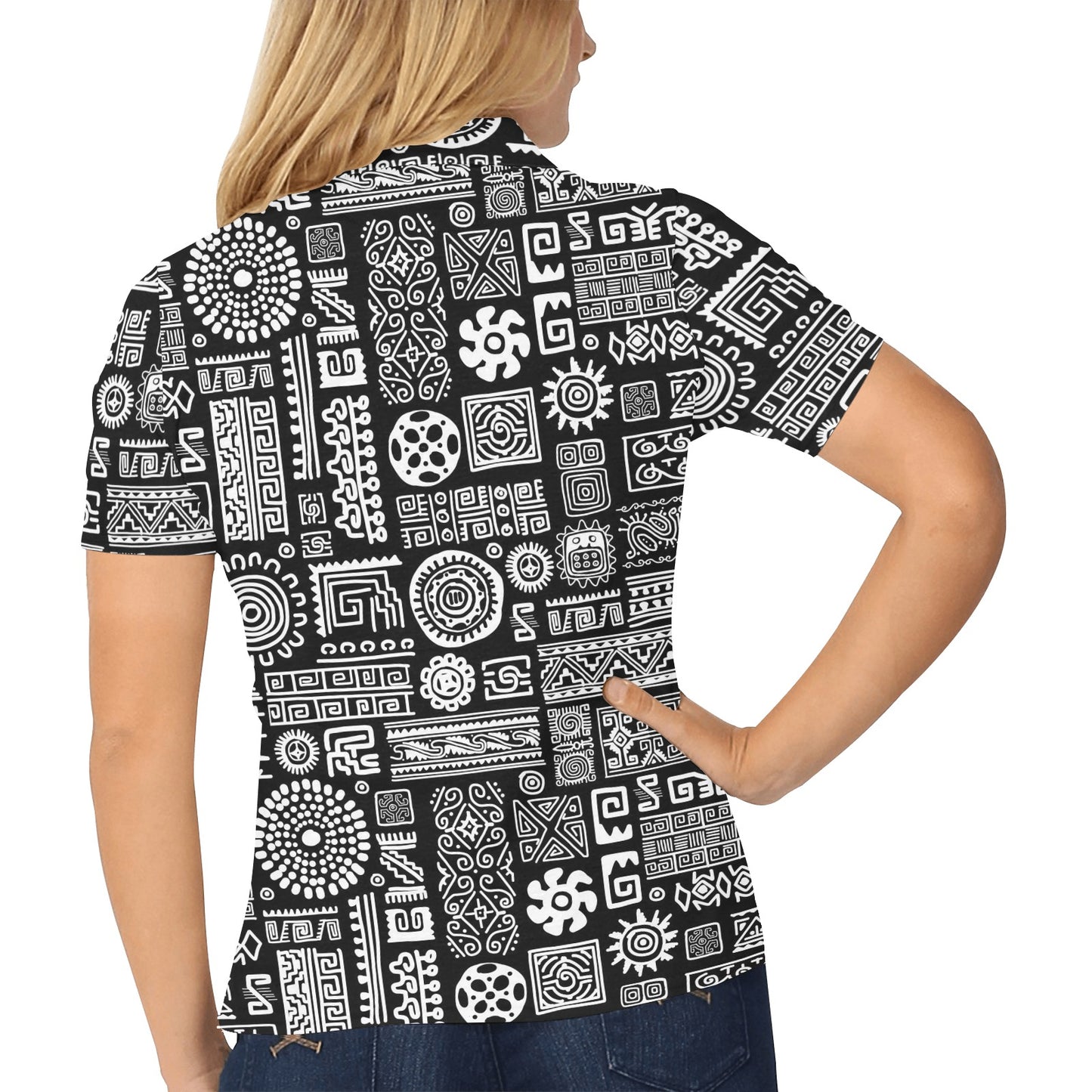 Polynesian Pattern Print Design A02 Women's Polo Shirt