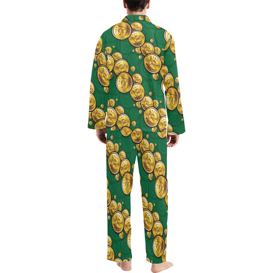 Bitcoin Pattern Print Design DO02 Men's Long Pajama Set