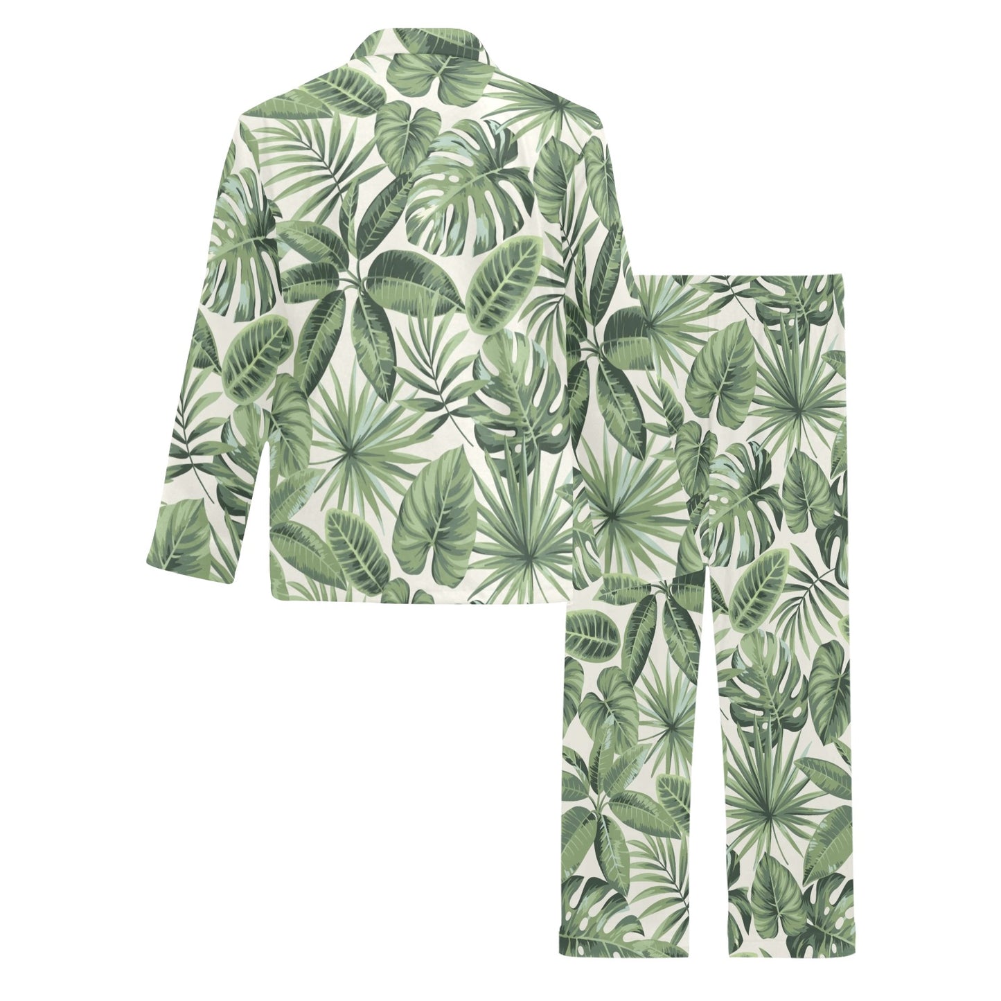 Palm Leaves Pattern Print Design PL014 Men's Long Pajama Set