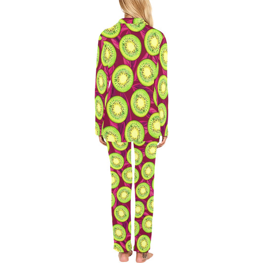 Kiwi Pattern Print Design KW05 Women's Long Pajama Set