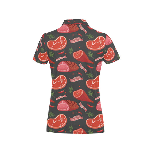 Meat Pattern Print Design 03 Women's Polo Shirt