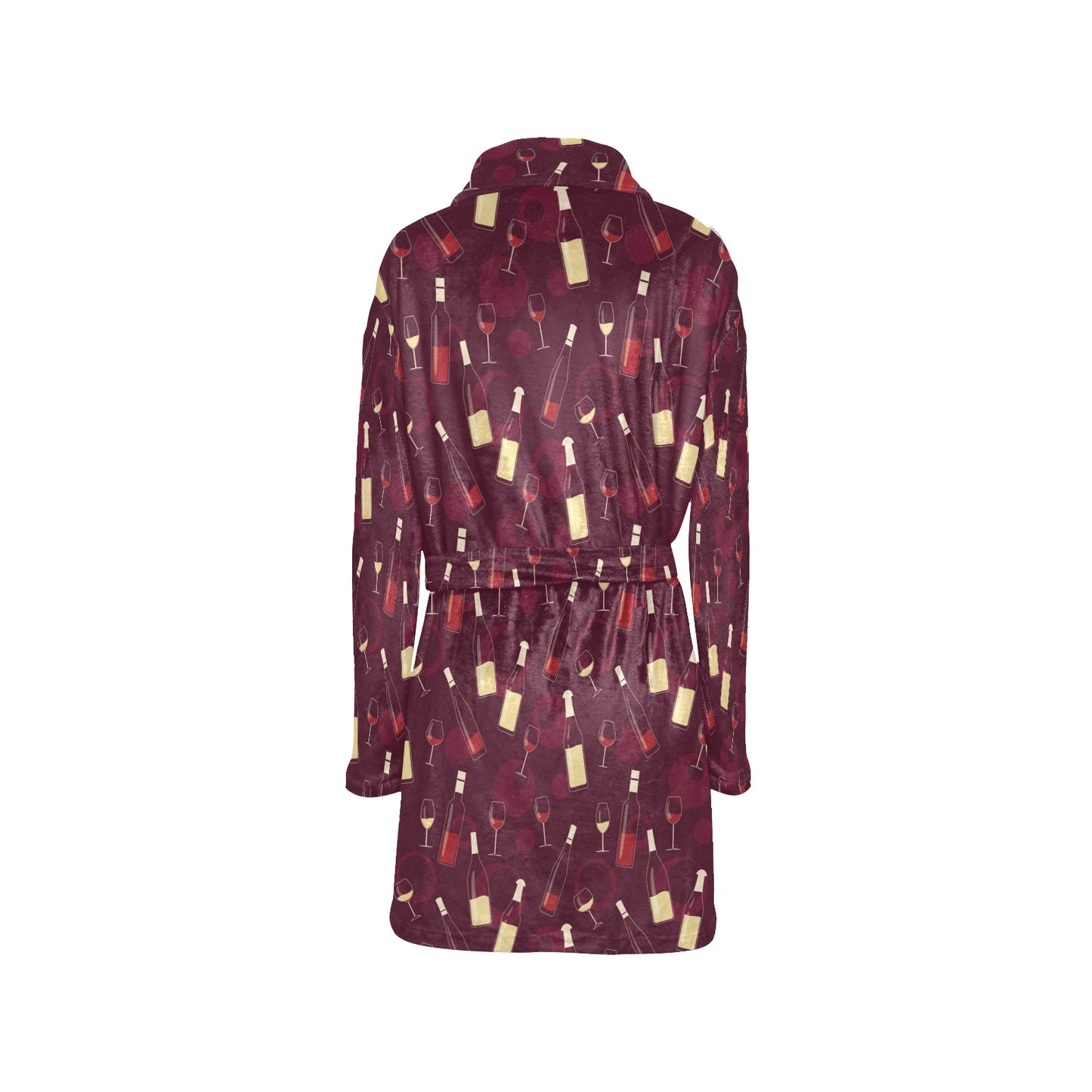 Wine Themed Pattern Print Women's Fleece Robe