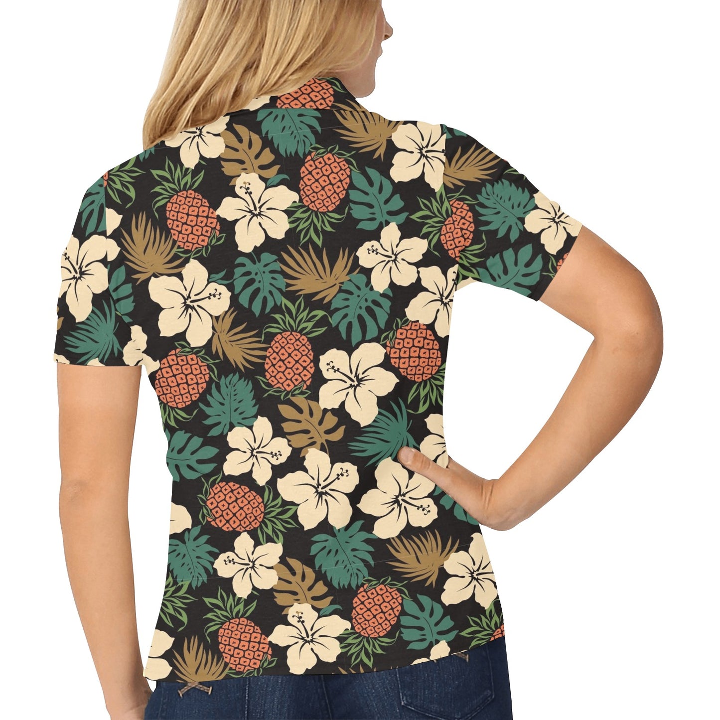 Hawaiian Themed Pattern Print Design H08 Women's Polo Shirt
