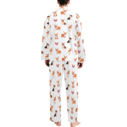 Cardigan Welsh Corgis Pattern Print Design 02 Men's Long Pajama Set