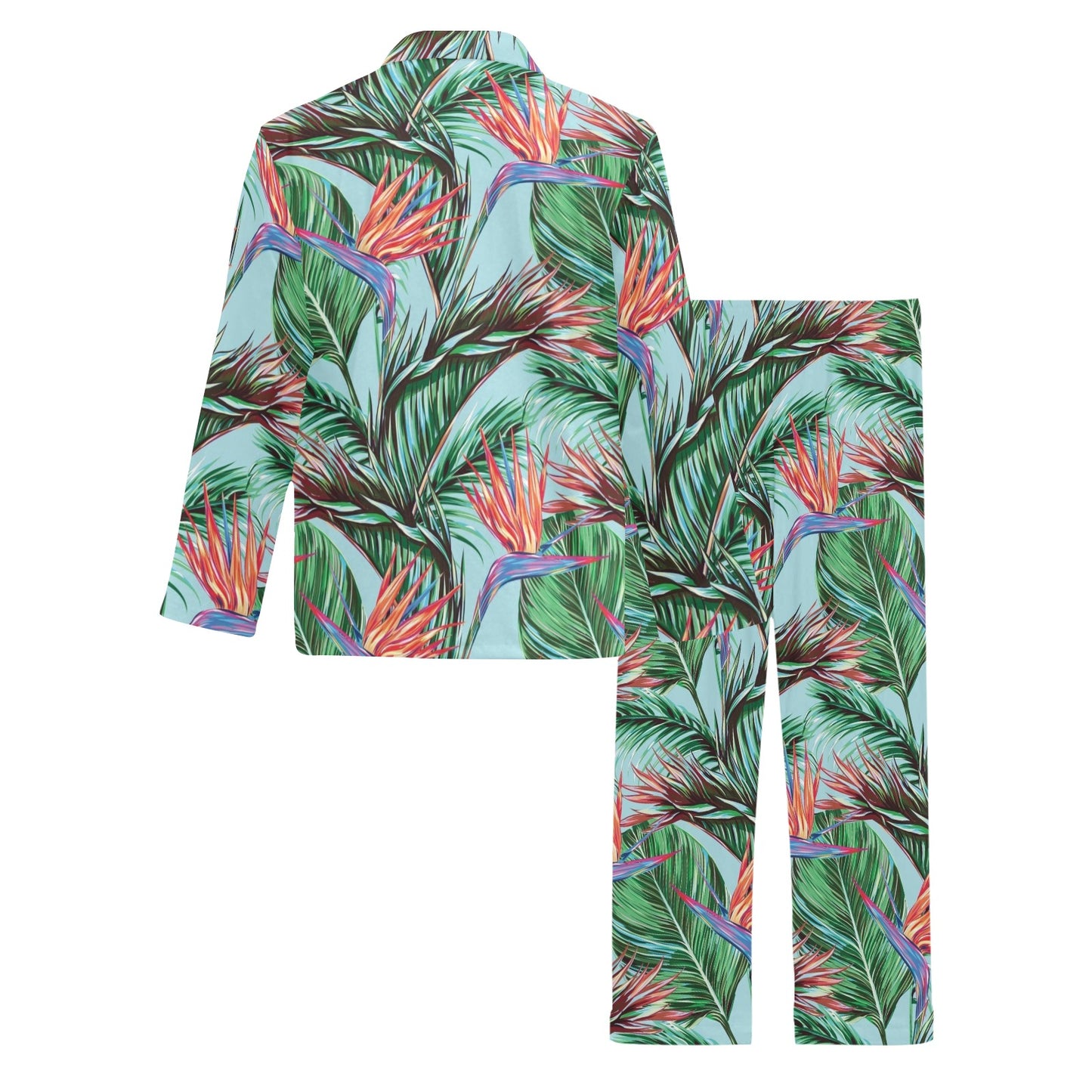 Bird Of Paradise Pattern Print Design BOP01 Men's Long Pajama Set