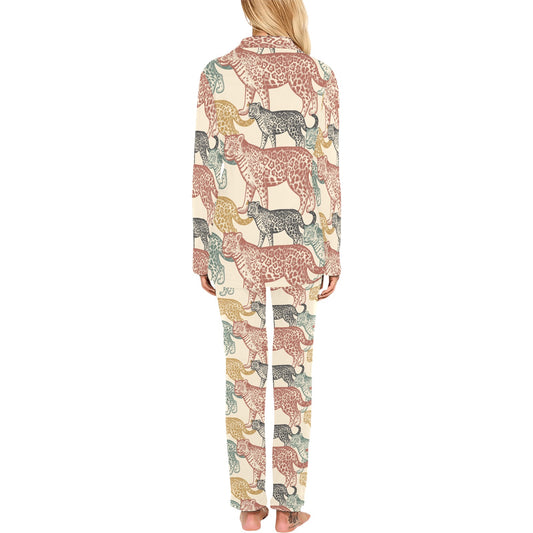 Jaguar Pattern Print Design 01 Women's Long Pajama Set