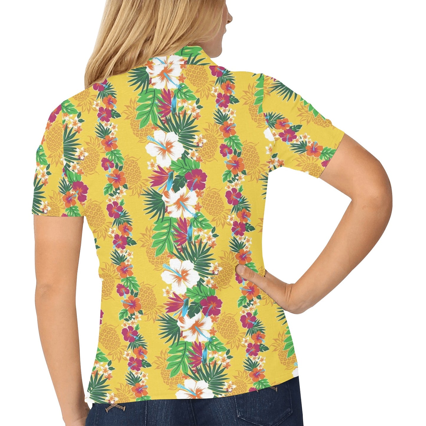 Hawaiian Themed Pattern Print Design H09 Women's Polo Shirt