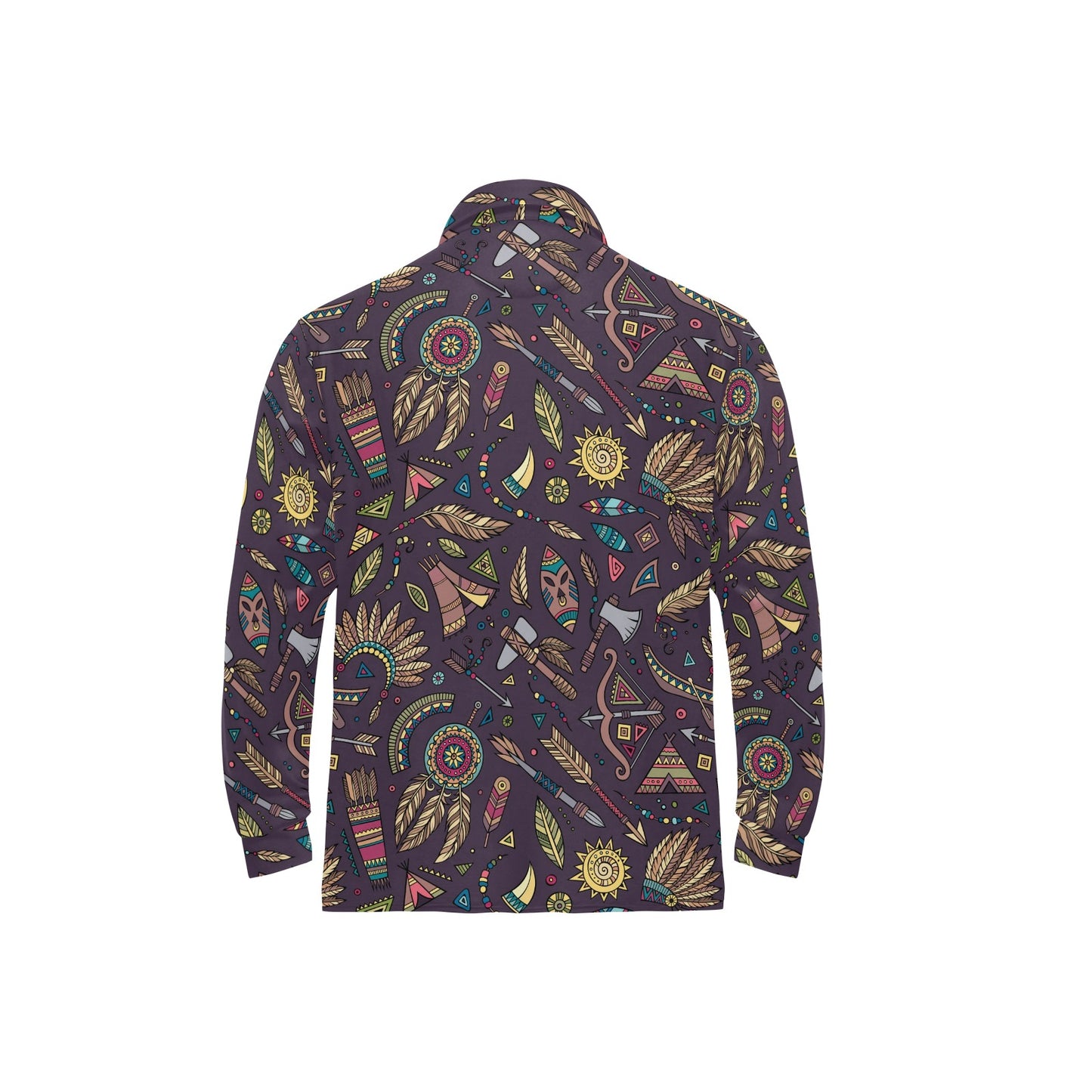 Tribal native american Aztec Long Sleeve Polo Shirt For Men's