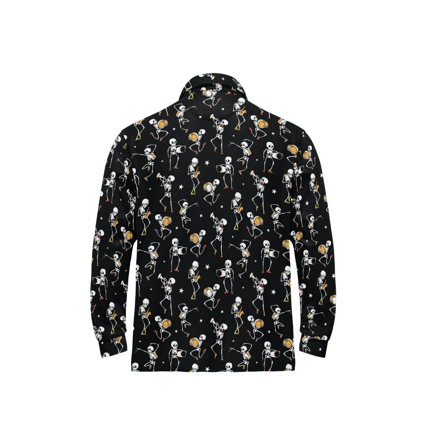Skeleton Dance Print Long Sleeve Polo Shirt For Men's