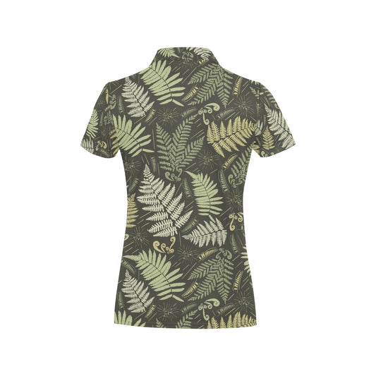 Fern Leave Green Print Pattern Women's Polo Shirt