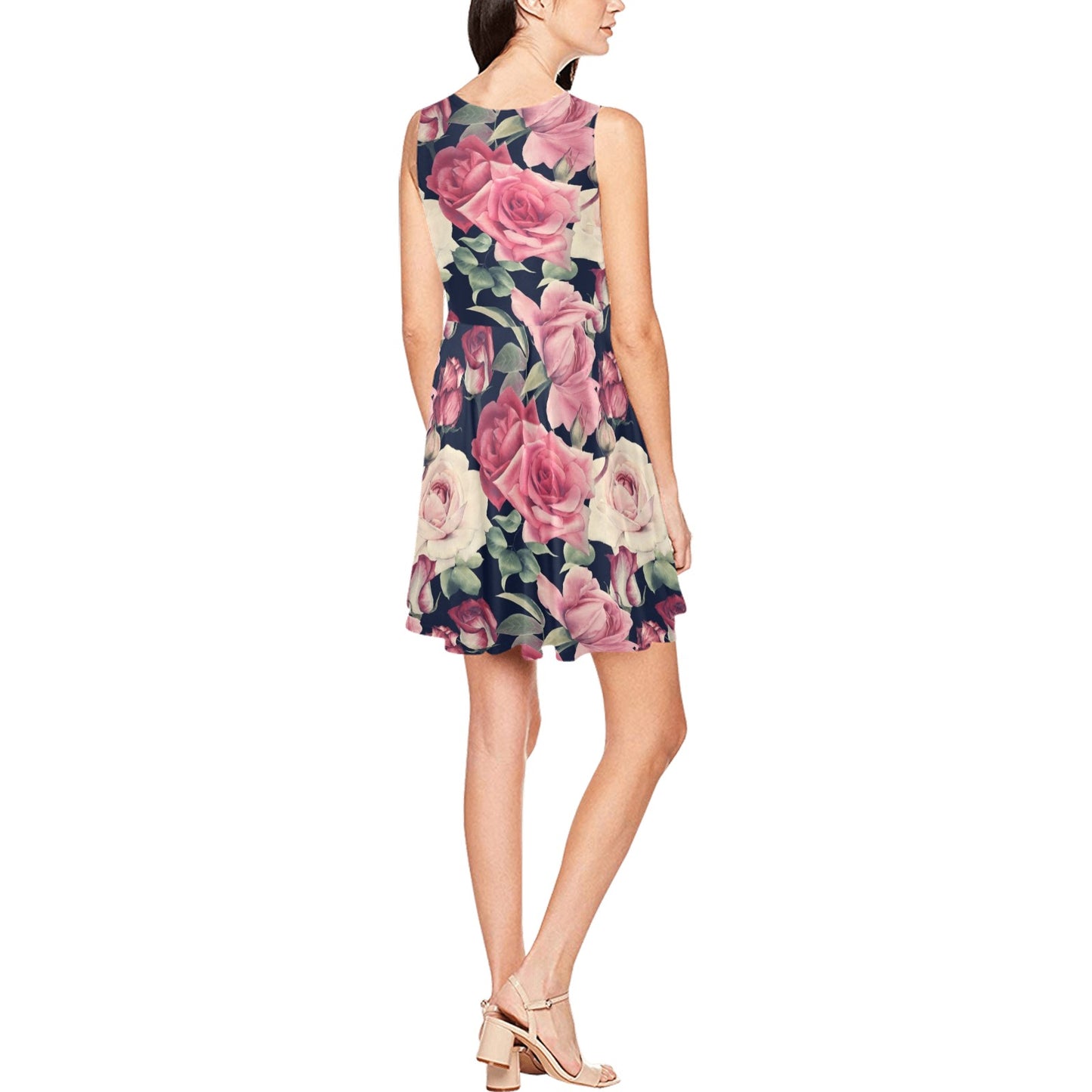 Rose Pattern Print Design RO05 Sleeveless Dress