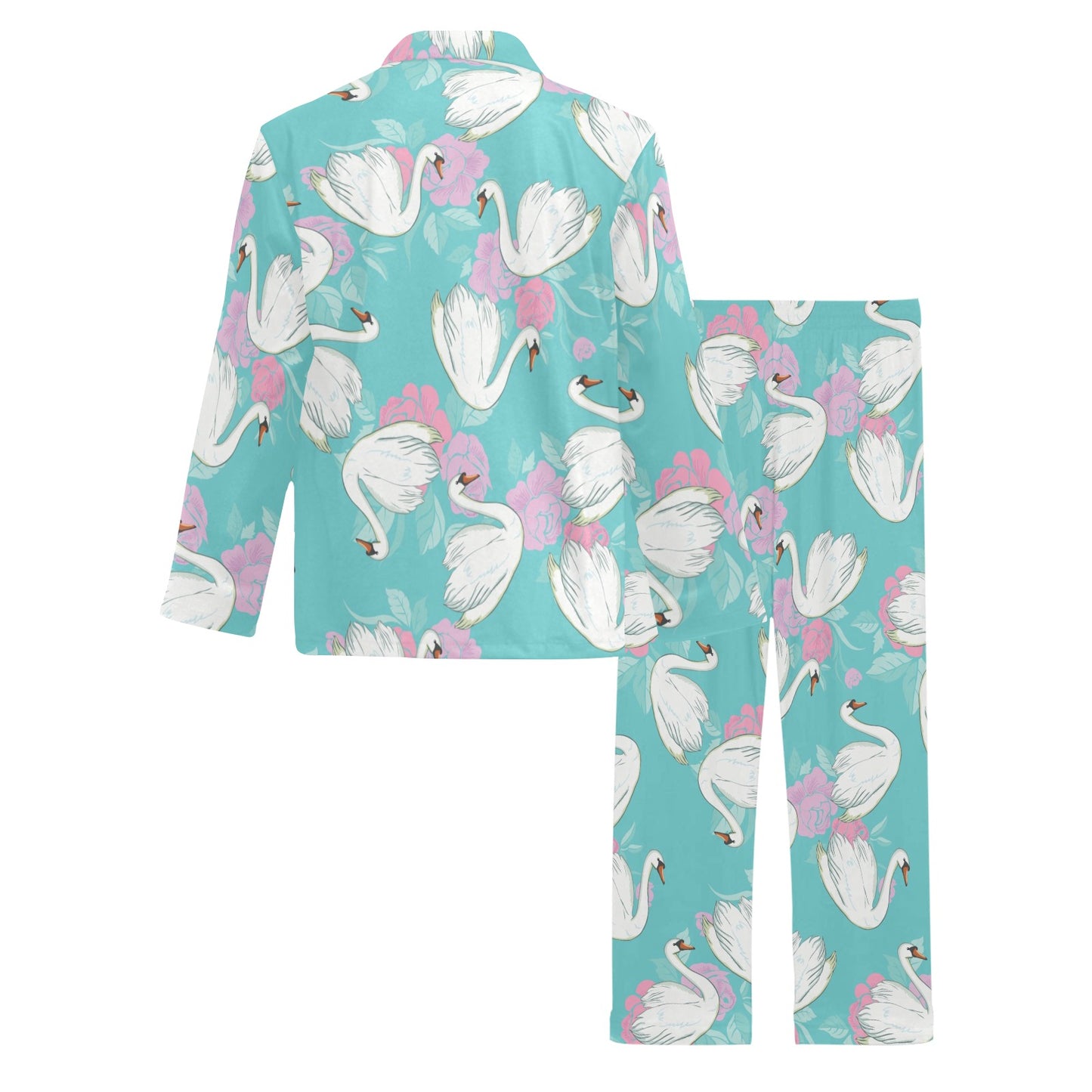 Swan Pattern Print Design 03 Men's Long Pajama Set