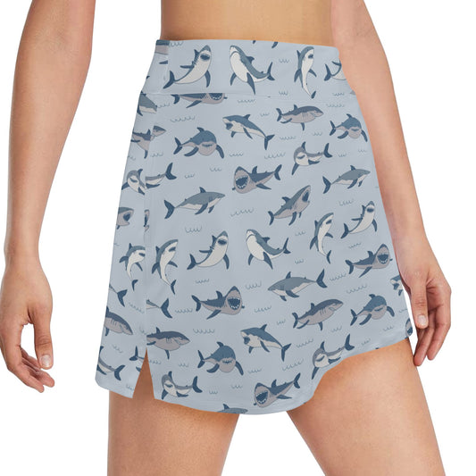 Shark Print Design LKS304 17" Golf & Pickleball Skort with Pockets