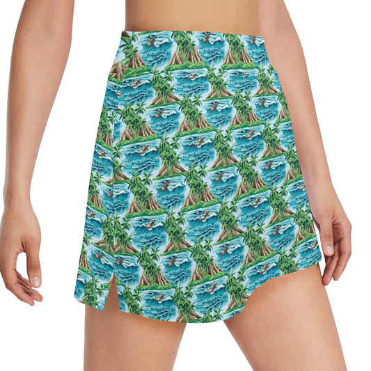 Palm Tree Hawaiian Themed Design Print 17" Golf & Pickleball Skort with Pockets