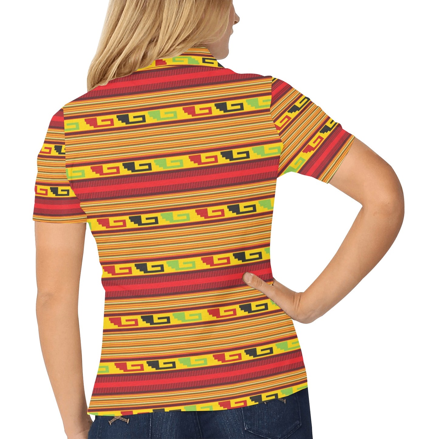 Mexican Blanket Ornament Print Pattern Women's Polo Shirt