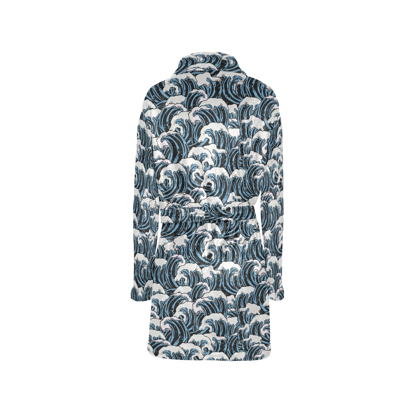 Surf Wave Pattern Print Women's Fleece Robe