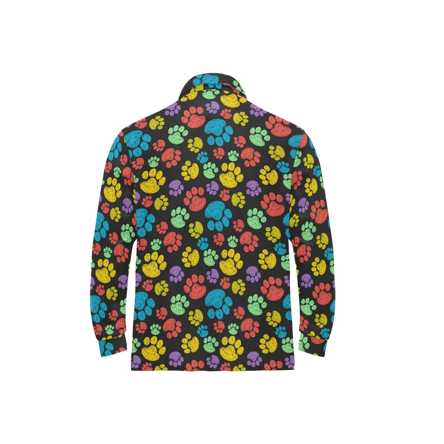 Paw Colorful Print Long Sleeve Polo Shirt For Men's