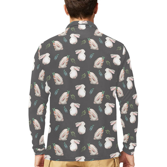 Rabbit Print Design LKS402 Long Sleeve Polo Shirt For Men's