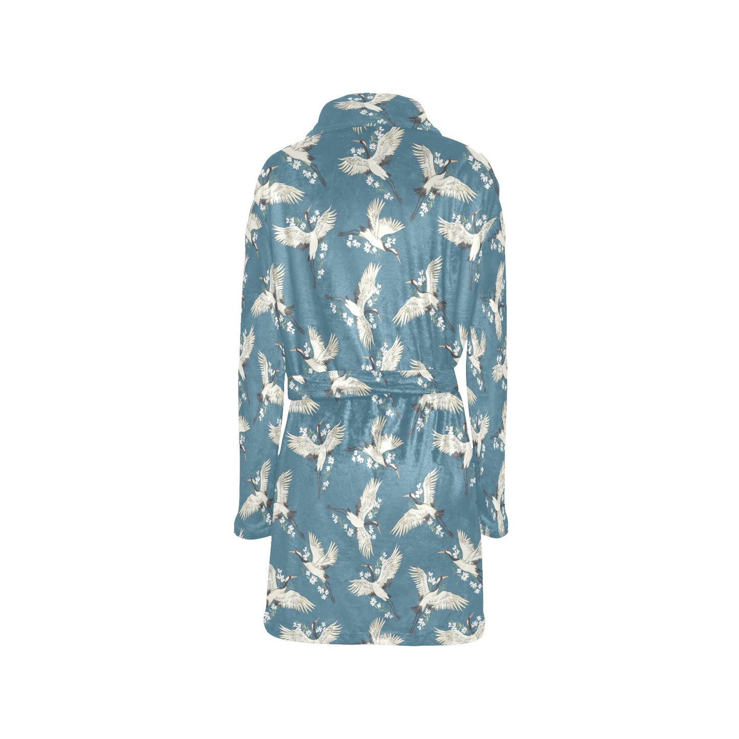 Crane Pattern Print Design 02 Women's Fleece Robe