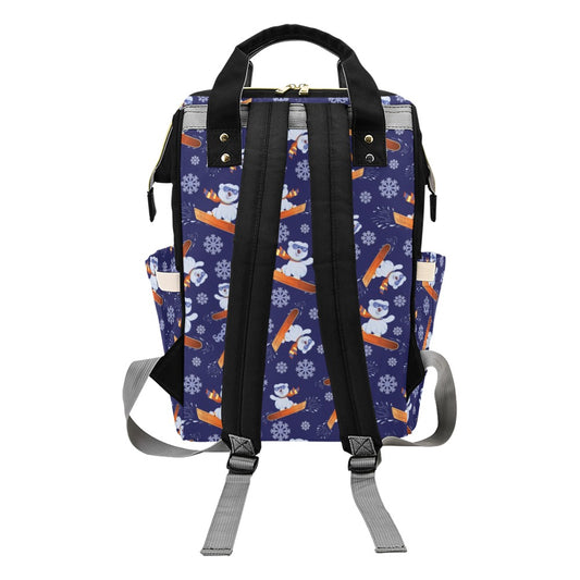 Snowboard Bear Print Design LKS305 Diaper Bag Backpack