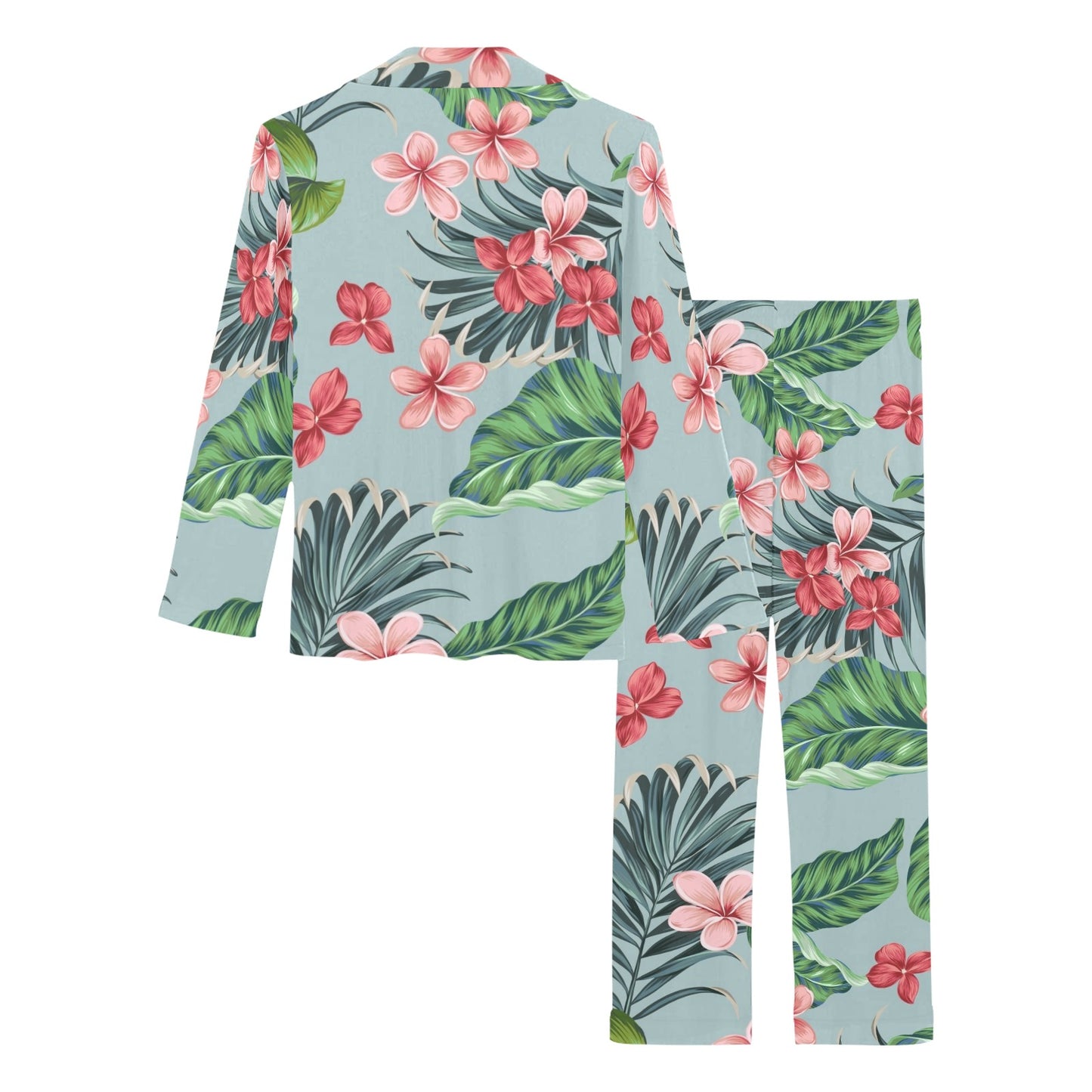 Plumeria Pattern Print Design PM027 Women's Long Pajama Set
