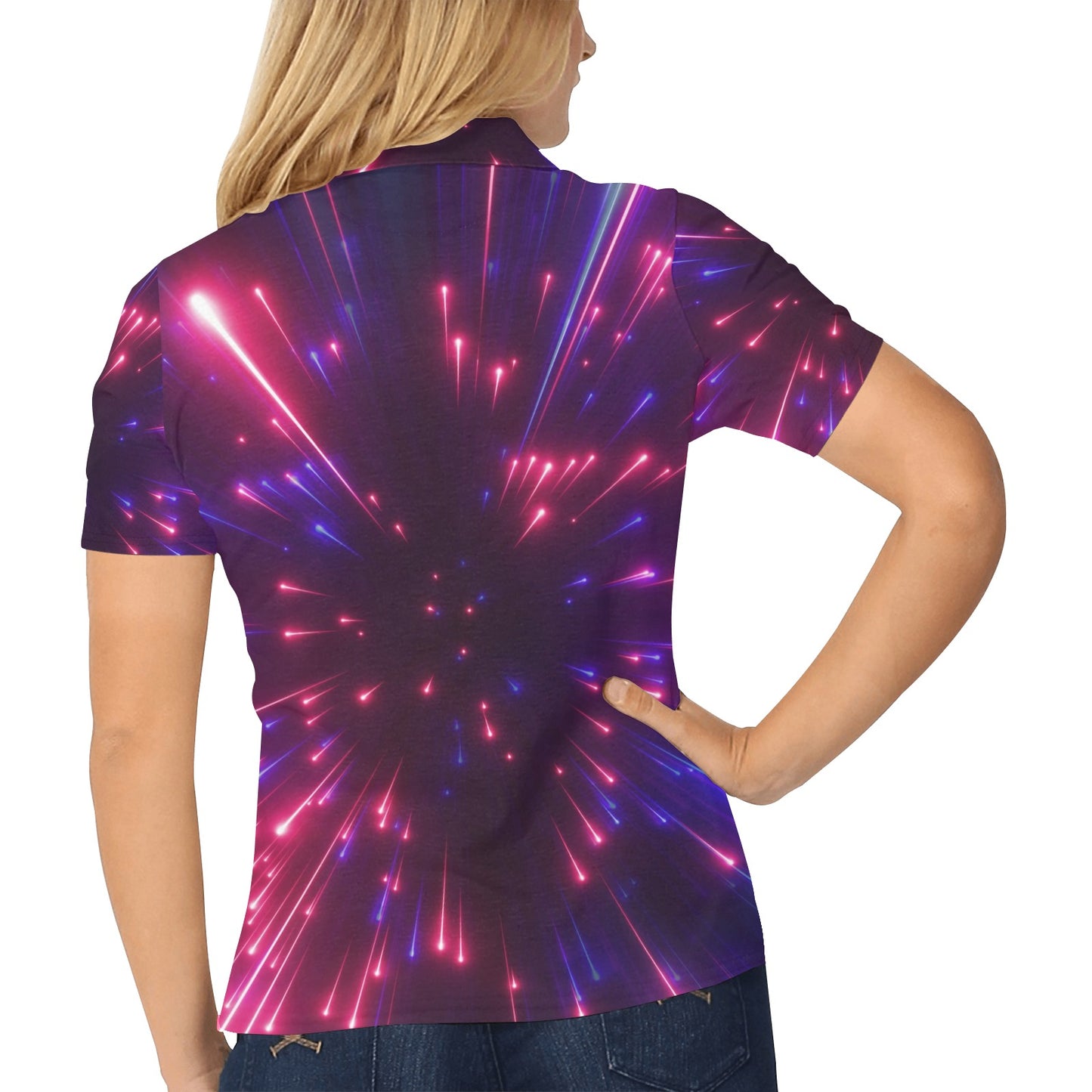 Celestial Purple Blue Neon Speed Light Women's Polo Shirt