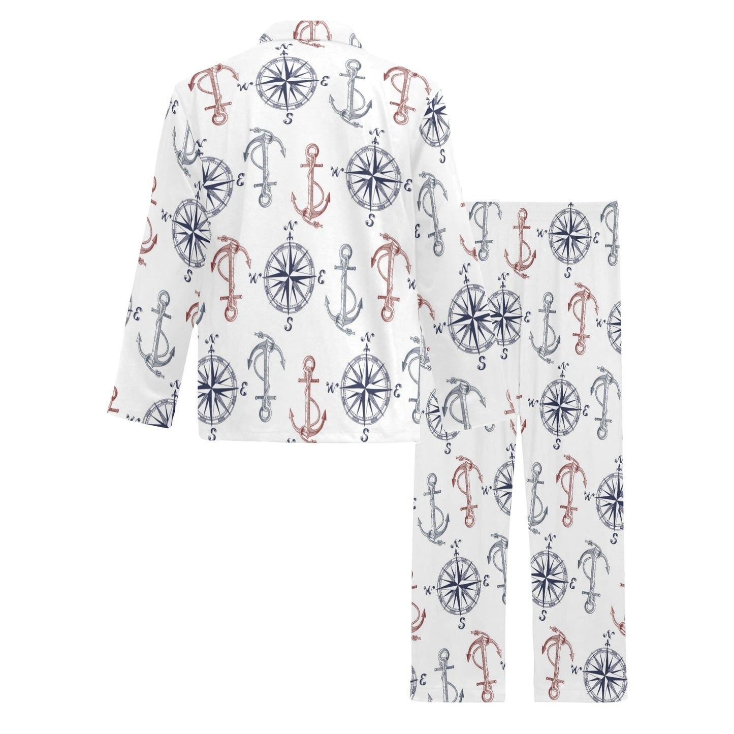 Anchor Pattern Print Design 06 Men's Long Pajama Set
