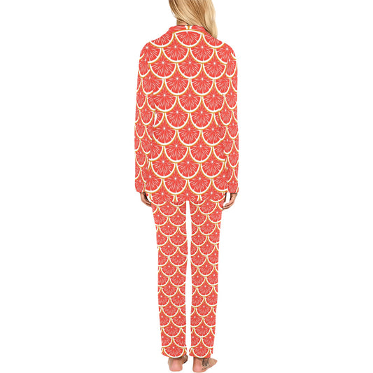 Grapefruit Pattern Print Design GF07 Women's Long Pajama Set