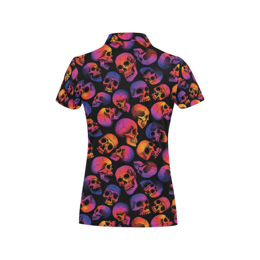 Skull Multicolor Print Design LKS3011 Women's Polo Shirt
