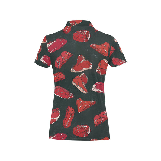 Meat Pattern Print Design 01 Women's Polo Shirt
