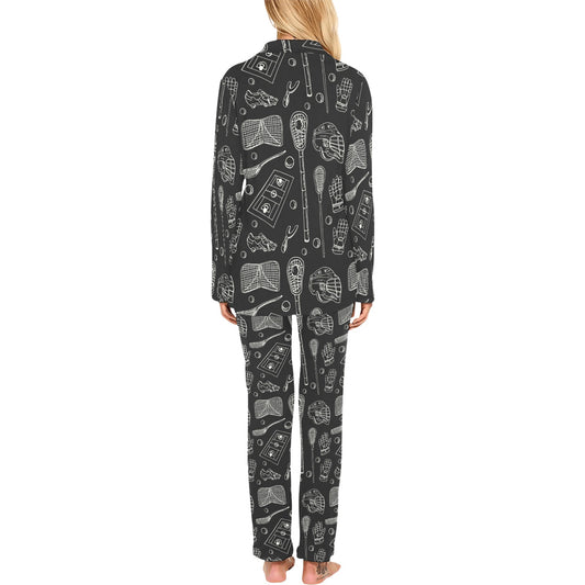 Lacrosse Pattern Print Design 01 Women's Long Pajama Set