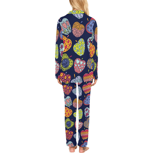 Apple Pattern Print Design AP05 Women's Long Pajama Set