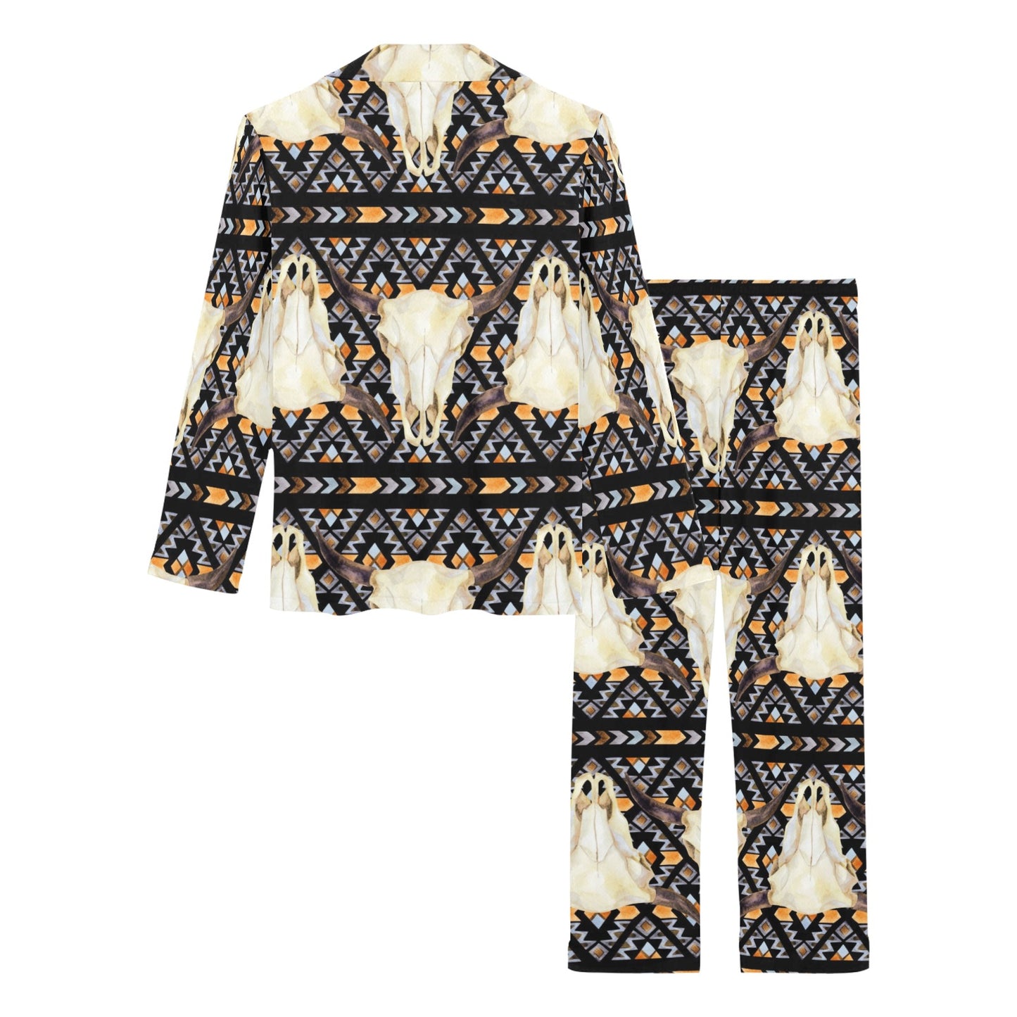 Buffalo Head Pattern Print Design 03 Women's Long Pajama Set